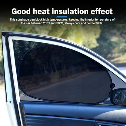 2 PCS Car Side Window Shades, Sun & Heat Blocking Shield for Baby Safety, One-way Mesh Privacy Cover with Suction Cups, Foldable Interior Protection Cover for Most Cars (Black)