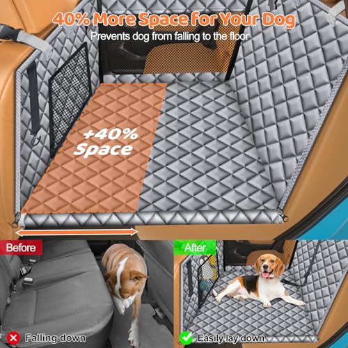 URPOWER Hard Bottom Dog Car Seat for Large Medium Dogs, Dog Back Seat Extender with 3-Sided Hard Boards, Waterproof Pet Backseat Cover Dogs Hammock for Large Cars, Trucks and SUVs, Holds up to 200 lbs - color: Grey