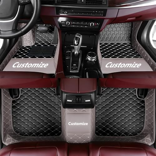 Custom Personalized Floor Mats for Cars，Luxury Full Coverage All Car Floor Mats，Anti-Slip Leather Car Mat Set ，Custom Floor Mats for 99% of Cars, Trucks & SUVs. (Grey and Black) - color: Grey and Black