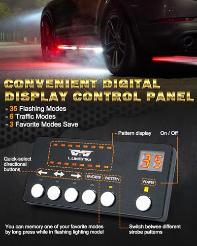 LUMENIX 70 Inch Emergency Running Board Rigid Strobe Lights Strip Bar 864 LED Flashing Warning Firefighter Light with Controller for First Responder Vehicles POV Fire Trucks Pickups Cars - color: Red and White
