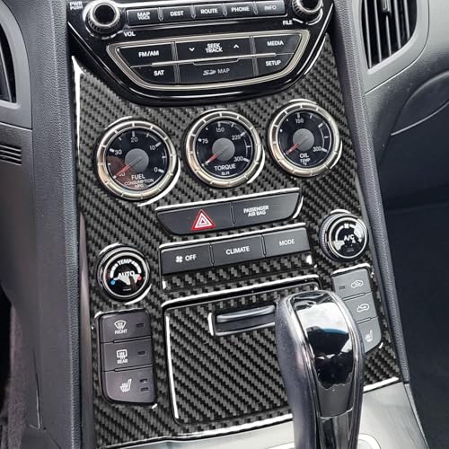 Real Carbon Fiber Trim Stickers Center Console Cover Decals Compatible with Hyundai Genesis Coupe 2013 2014 2015 2016 Car Interior Accessories - color: Center Console Set