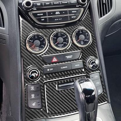 Real Carbon Fiber Trim Stickers Center Console Cover Decals Compatible with Hyundai Genesis Coupe 2013 2014 2015 2016 Car Interior Accessories - color: Center Console Set