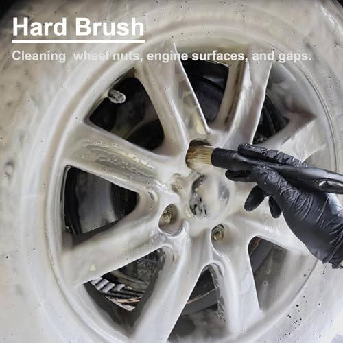 Automobile Wheel Cleaning Brushes Set, Ultra Soft Boars Hair Car Brushes, Car Cleaning Supplies Kit, Car Dust Brush, Car Accessories for Truck, SUV