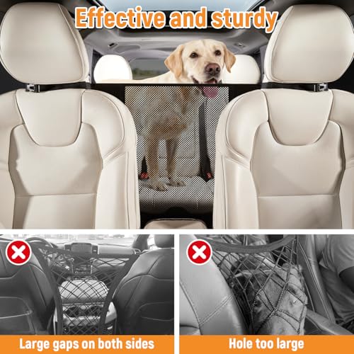 Dog Car Barrier,Dog Net for Car Divider,Pet Barrier with Mesh Organizer,Universal for Car,SUV,Truck - size: Large