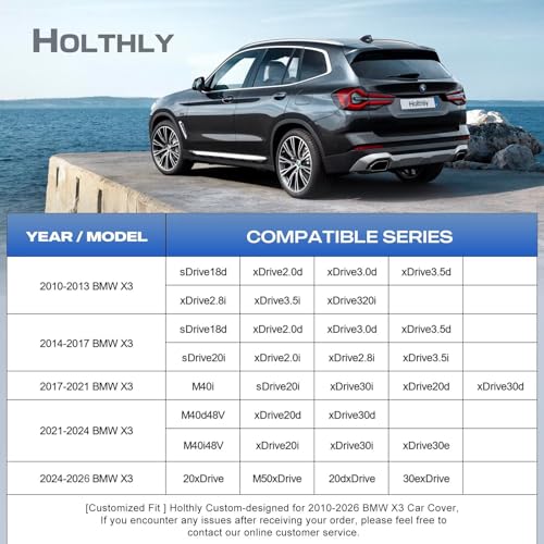 10 Layers SUV Car Cover Custom Fit for BMW X3 (2010-2026) F25, G01, G45, G48, Waterproof All Weather for Automobiles, Outdoor Full Cover Sun Dust Rain Protection with Cotton. Silver - size: Custom Fit for BMW X3