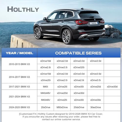 10 Layers SUV Car Cover Custom Fit for BMW X3 (2010-2026) F25, G01, G45, G48, Waterproof All Weather for Automobiles, Outdoor Full Cover Sun Dust Rain Protection with Cotton. Silver - size: Custom Fit for BMW X3