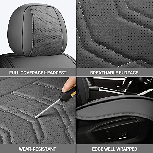 AOOG Leather Car Seat Covers Universal fit Most Sedans SUV Trucks, (Full Set, Grey) - color: GREY, size: FULL SET