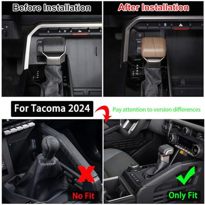 Aunginsy Car Gear Shifter Hand Brake Cover Trim Compatible with Toyota Tundra 2022+, Sequoia 2023+ & Tacoma 2024+, ABS Automatic Center Console Gear Shift Head Knob Scratch Protector Cover Accessories - color: Pear Wood Grain Pattern(A)