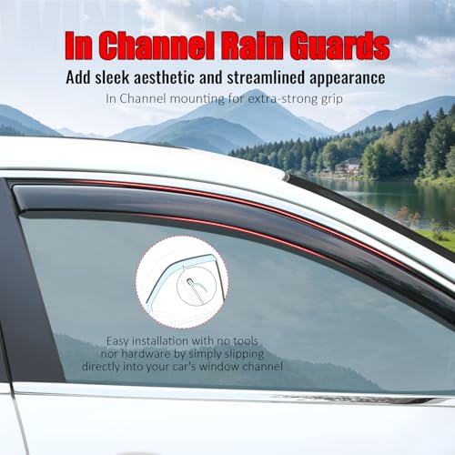 IKON MOTORSPORTS in Channel Window Visors Compatible with 2007-2014 Chevrolet Tahoe & GMC Yukon, Acrylic Smoke/Tinted Rain Guards, Side Window Wind Deflectors 4PCS