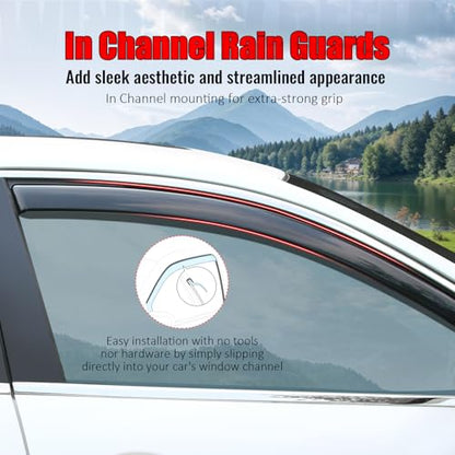 IKON MOTORSPORTS in Channel Window Visors Compatible with 2007-2014 Chevrolet Tahoe & GMC Yukon, Acrylic Smoke/Tinted Rain Guards, Side Window Wind Deflectors 4PCS