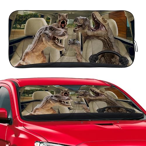 Dinosaur Windshield Sunshade for Car SUV Truck Foldable Uv Ray Reflector Front Window Sun Shade Visor Shield Cover -59" X 31" - color: Dinosaur