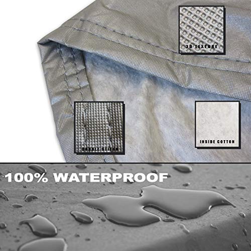 4-Layer Car Cover Soft Cotton Inlay Paint Protect All Weather Indoor Outdoor Automobiles Protector Breathable Fabric with Waterproof Coating Sun Rain Wind Dust Protection for Small Roadster - size: M-425cm(167inch)
