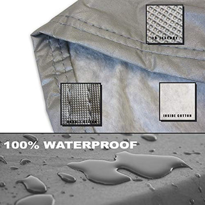4-Layer Car Cover Soft Cotton Inlay Paint Protect All Weather Indoor Outdoor Automobiles Protector Breathable Fabric with Waterproof Coating Sun Rain Wind Dust Protection for Small Roadster - size: M-425cm(167inch)