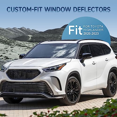 Rain Guards Fit for Toyota Highlander 2020 2021 2022 2023 2024 2025 2026 L LE XLE XSE Limited Platinum Hybrid, Durable Tape on Side Windows Deflectors 2020-2026 Highlander Rain Guard Black - 6 PCS - size: Fit for Toyota Highlander 2020-2026