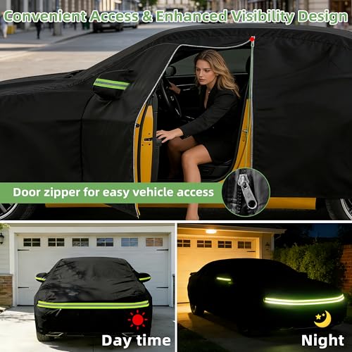 Car Cover for Chevy Camaro 2010-2025, Custom Fit Waterproof All Weather Full Car Cover, Windproof Outdoor Cover with Driver-Side Zipper Door - size: for Chevy Camaro