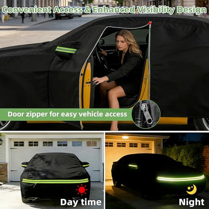 Car Cover for Chevy Camaro 2010-2025, Custom Fit Waterproof All Weather Full Car Cover, Windproof Outdoor Cover with Driver-Side Zipper Door - size: for Chevy Camaro