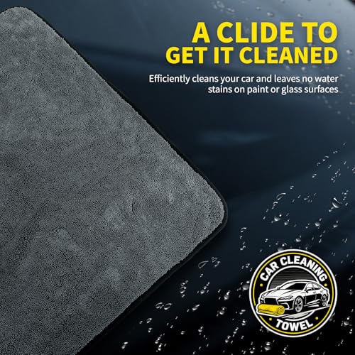 2-Pack Car Drying Towel 24"x40" - 10"x12" Detailing Pros & Home Users - 1300 GSM Microfiber Towels Absorbs Over 11lbs of Water Leaves No Streaks, Spots or Scratches Dries an Entire Vehicle