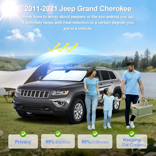 8pcs Car Window Shades forJeep Grand Cherokee 2011-2021(NOT Grand Cherokee L) Accessories,Windshield Side Rear Full Sunshade,Sun Visor UV Blocking, Privacy Protection for Camping Outdoor - size: for 2011-2021 Jeep Grand Cherokee