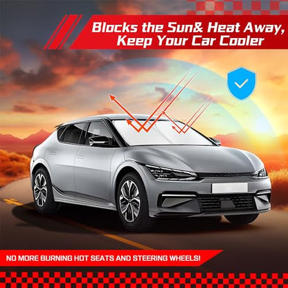 ARISMOTOR Windshield Sun Shade for Kia EV6 2022-2025 2026, Custom Fit Foldable Front Window Sunshade Sun Visor Protector, Block UV Rays Keep Your Car Cooler - size: for Kia EV6 2022-2026