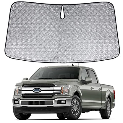 6 Layers Truck Windshield Sun Shade Compatible with Ford F250 F350 F450 F550 2Door 4Door 2017 2018 2019 2020 2021 2022 2024 - Upgraded Sun Protection Foldable - size: 2017- 2022 Ford F250 F350 F450 F550
