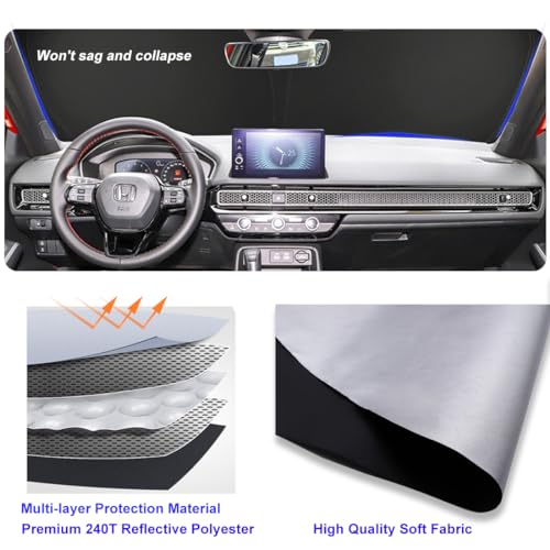 Windshield Sun Shade for Honda Civic 2012 2013 2014 2015, Front Window Shade Sun Visor Protector Honda Civic Accessories Foldable Sunshade Blocks UV Rays Keeps Your Car Cooler - size: for Civic 2012-2015