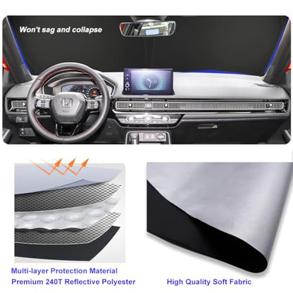Windshield Sun Shade for Honda Civic 2012 2013 2014 2015, Front Window Shade Sun Visor Protector Honda Civic Accessories Foldable Sunshade Blocks UV Rays Keeps Your Car Cooler - size: for Civic 2012-2015