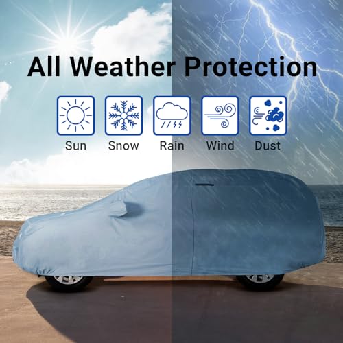 iCarCover 18-Layers Premium Universal Fit SUV Car Cover Waterproof All Weather Sun Rain Snow UV Protection Outdoor Indoor Full Exterior Covers for Automobiles Sedan Hatch Coupe Fit for 202-209 inch - size: 23. Fit Large Size SUV Length 202-209 inch