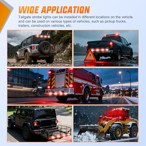 Nilight 60 Inch Emergency Strobe Light Strips with Controller, 384LED Flashing Warning Hazard Safety Rear Window Tailgate Lights for Truck Trailer Construction Plow Pickup Tow SUV Vehicles, Red White - color: 60" Tailgte Strobe w/ Controller Red White