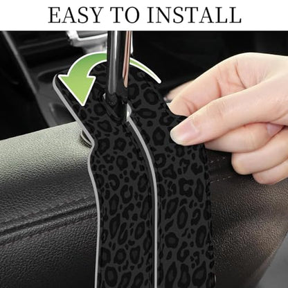 PU Leather Car Seat Hook, Storage Headrest Hanger, Cute Car Backseat Organizer, Car Hooks For Purses and Bags Black Leopard - color: Black Leopard