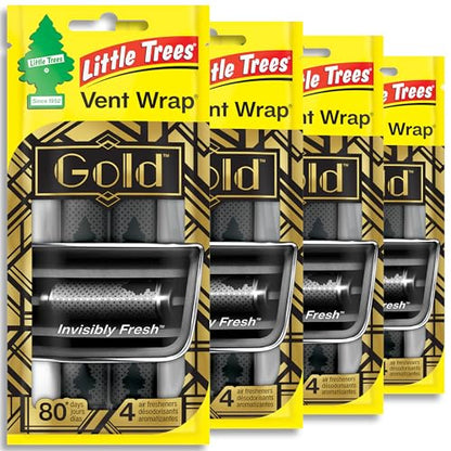 LITTLE TREES Car Air Freshener | Vent Wrap Provides Long Lasting Scent, Invisibly Fresh | 16 Air Fresheners | Gold - color: Gold