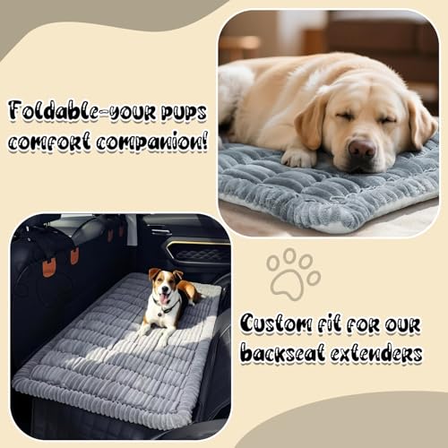 Backseat Pet Bed Mat,Dog Bed for Car,Dog Seat Cover for Car Back Seat, Non-Slip Travel Pet Mat, Fit for Backseat Extenders and Seat Covers (Dark Gray Thin) - color: Grey