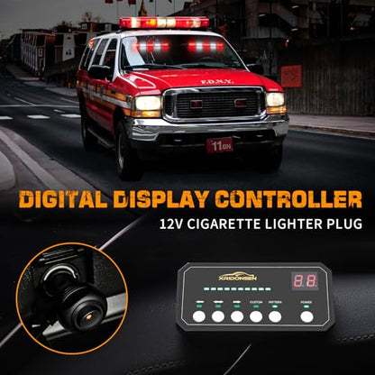 XRIDONSEN 2x 17 inch Red White Emergency Lights for Vehicles 40 LED Emergency Dash lights Interior Front/Rear Windshield Strobe Lights Safety Flashing Warning for Volunteer Firefighter Vehicles Trucks - color: Red/White