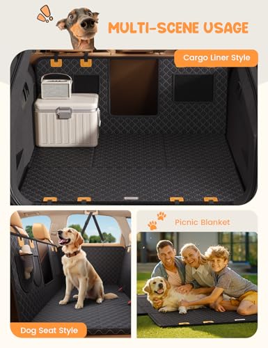 Lamicall Dog Car Seat Cover for Back Seat - [Upgraded Anti-Ripped] Back Seat Extender for Dogs Hard Bottom, Waterproof Dog Hammock for Car with Mesh Window, Pet Backseat Protector SUV & Small Truck L - size: For Cars/ SUV/ Small Truck