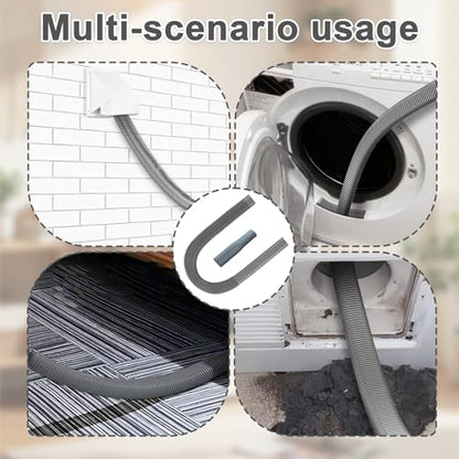 Upgraded Dryer Vent Cleaner: Universal Vacuum Hose Kit Attachment for Lint Removal Fits All Vacuums Cleaner Dryer Cleaning Tools for Clogged Ducts (Grey) - color: Gray