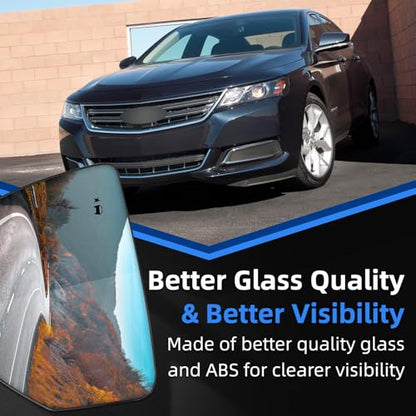 Driver Side Mirror Replacement for Chevrolet Chevy Impala 2014 2015 2016 2017 2018 2019 2020 - Left Side Mirror Glass, Rear View Mirrors Glass with Power Heated & Blind Spot - size: Driver Side (Left)