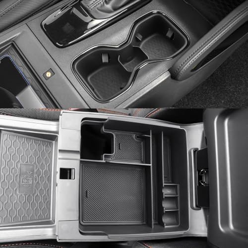 CDEFG 2Pcs for 2026 Nissan Frontier Center Console Organizer Tray for 2022-2025 2026 Nissan Frontier Accessories Middle Console Organizer Armrest Storage Box & Cup Holder - color: 2Pcs for 2022-2026 Frontier
