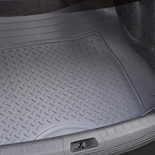 BDK Cat® CAMT-1003 (3-Piece) Deep Dish Rubber Car Floor Mats with Trunk Cargo Liner, Heavy Duty All Weather Trim to Fit Front & Rear Combo Set for Car Sedan SUV Van - color: Gray