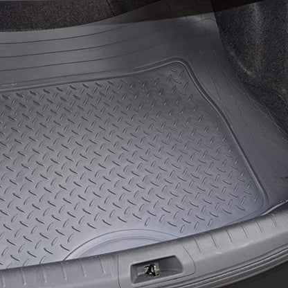 BDK Cat® CAMT-1003 (3-Piece) Deep Dish Rubber Car Floor Mats with Trunk Cargo Liner, Heavy Duty All Weather Trim to Fit Front & Rear Combo Set for Car Sedan SUV Van - color: Gray