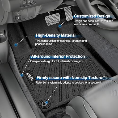 PELEUS Floor Mats Compatible with Honda Accord 2018-2022, Custom Fit TPE All Weather Car Mats & Cargo Liner Full Set (1st & 2nd Row), Non-Slip Odorless Heavy Duty Floor Liners (Include Hybrid) - style: For Honda Accord 2018-2022