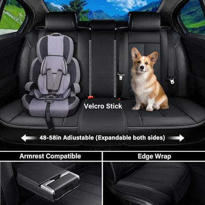 Coverado Car Seat Cover Full Set, Black Seat Covers Front Seats Back Seat Covers, Nappa Leather Waterproof, Car Seat Cushion, Car Seat Protector Universal Fit Most Cars - color: Z-Black, size: Fullset