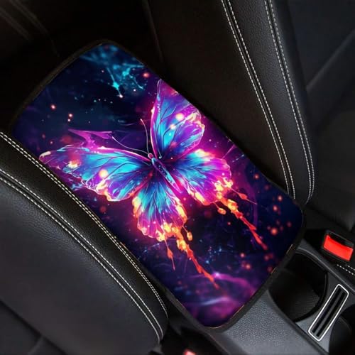 Modysero Cool Print Dustyproof Univerasl Fit and Soft Car Armrest Pad Aesthetics Butterfly Armrest Cover Interior Decoration for Cars Truck SUV Sedan - color: aesthetics butterfly