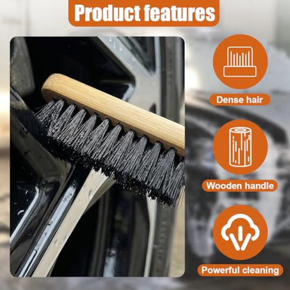 3PCS Car Cleaning Brush, 15.5 Inch Long Handle Tire Wash Brush, Small Car Detailing Brush for Wheel Rims & Fenders, Universal Brushes Set for Vehicle Interior, Home (38CM-14.9IN) - size: 38CM-14.9IN