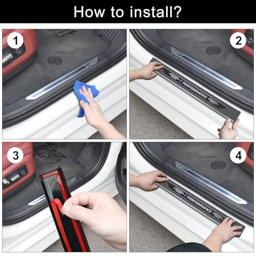 4PCS Door Sill Protector Compatible with BMW 2019-2025 2026 X5 G05 Accessories Carbon Fiber Texture ABS Plastic Material Auto Door Entry Guards