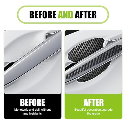 8 PCS Car Door Handle and Bowl Protectors, Leather Anti-collision Paint Protection Cover, Sporty Carbon Fiber Scratch-cover Decorative Sticker, Universal Self-adhesive Film for Cars (Black)