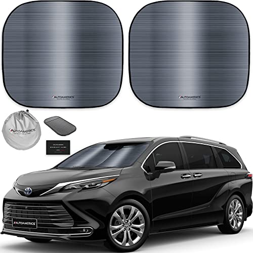 Autoamerics 2-Piece Windshield Sun Shade - Metallic Gray Foldable Car Front Window Sunshade for Most Cars SUV Truck Heat Blocker Visor Protector Blocks Max UV Rays and Keeps Your Vehicle Cool - Large - color: METALLIC GRAY, size: MAX (LARGE)