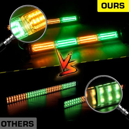 2 in 1 Traffic Advisor Light Bar w/Controller LED Emergency Strobe Visor Safety Warning Hazard Flashing Lights for Firefighter Police Trucks Vehicles (17.7", Amber Green) - color: #07 Amber/ Green