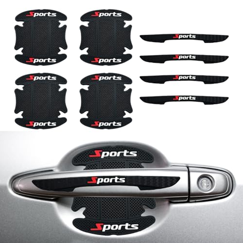 8PCS Car Door Handle Scratch Protectors, Sports Car Door Handle Bowl Sticker, Self-Universal Auto Doors Handles Paint Guard Cover, Doors Handles Cup Protective Film for Cars (Black)