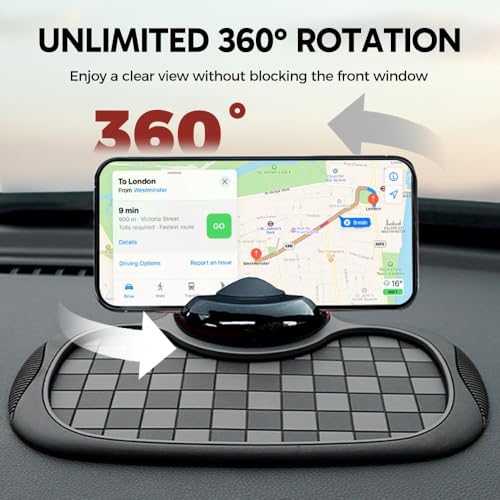 Multifunction Car Anti Slip Mat, 360° Rotatable Phone Holder Dashboard Pad with Temporary Parking Number Rotatable Car Anti Slip Mat Phone Holder