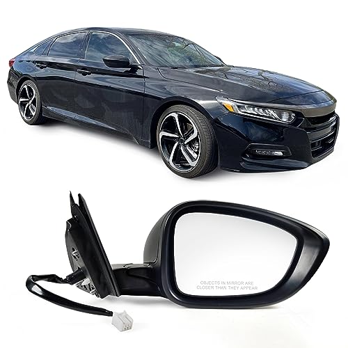 Right Passenger Side Door Mirror For Honda Accord LX, Sport 2018-2022 丨 Power 丨 Non-Heated No-Turn signal Match to Black Paint Replaces HO1321328 76208-TVA-A02 (3pin) - color: Black, size: 3Pins-Right