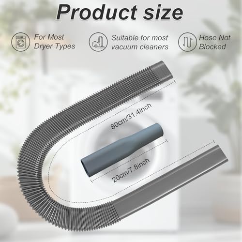 Upgraded Dryer Vent Cleaner Kit: Universal Vacuum Hose Attachment for Lint Removal Fits All Vacuums Cleaner Dryer Cleaning Tools for Clogged Ducts (Grey) - color: Gray
